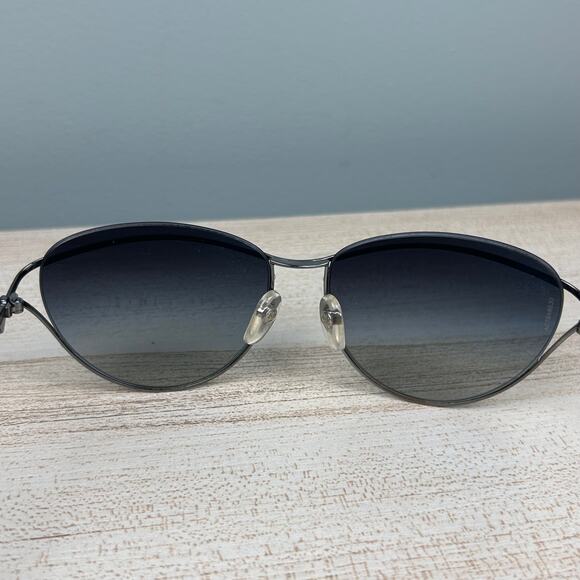 Chanel 4181 Cat Eye Sunglasses Silver Tone Wire Black Aviators Luxury Designer - Picture 10 of 16